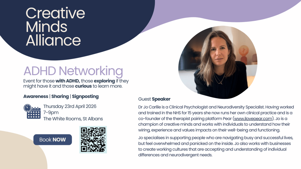 Dr Jo Carlile - Speaker at The Creative Minds Alliance - ADHD Network, St Albans